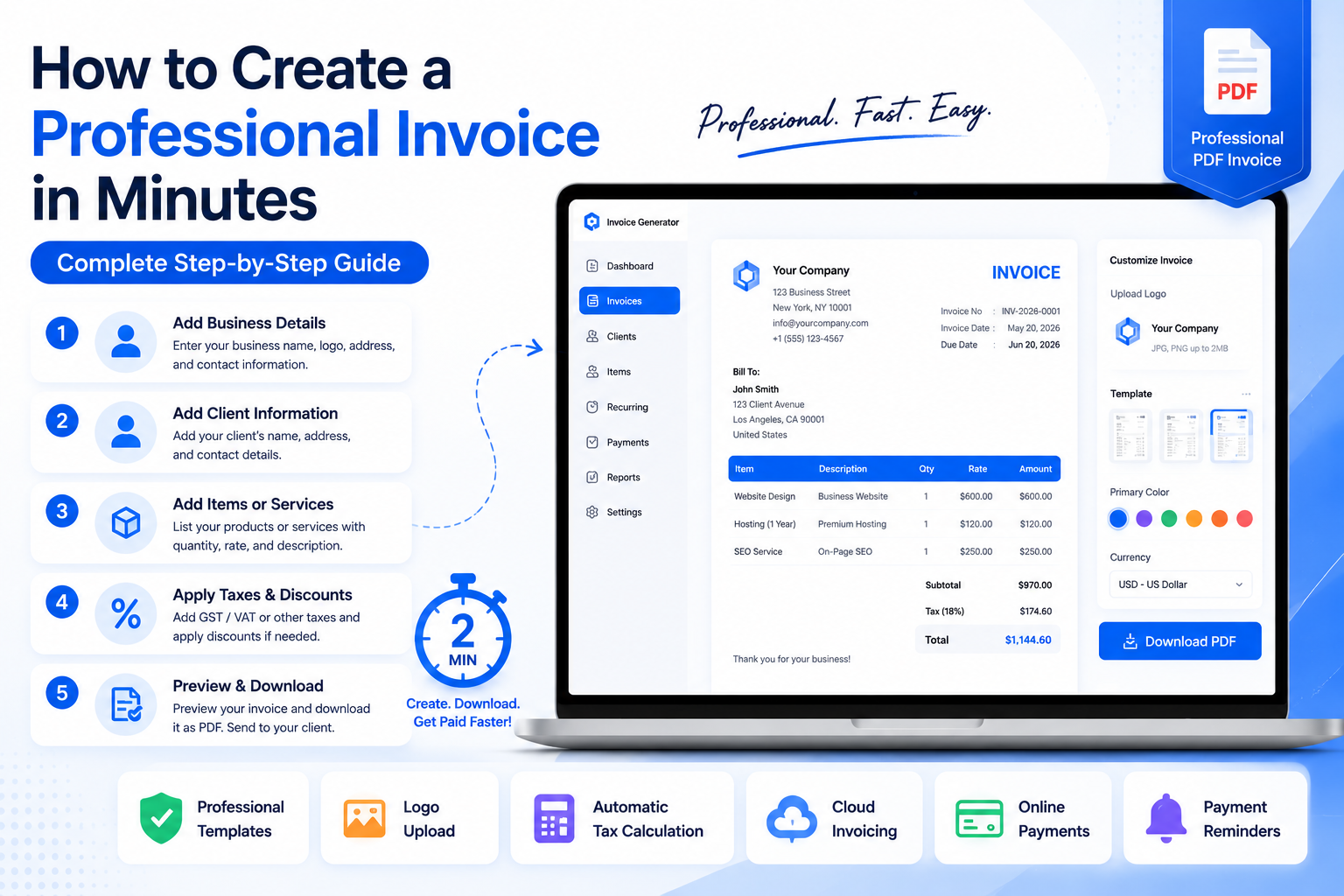 How to Create a Professional Invoice in Minutes (Complete Step-by-Step Guide)